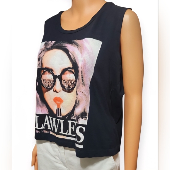 On Fire Black Graphic Crop Tank Top - Picture 2 of 4